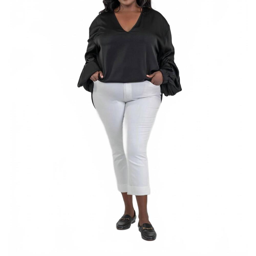 NEW NOUVELLE / SILK95FIVE como v-neck blouse - plus in black